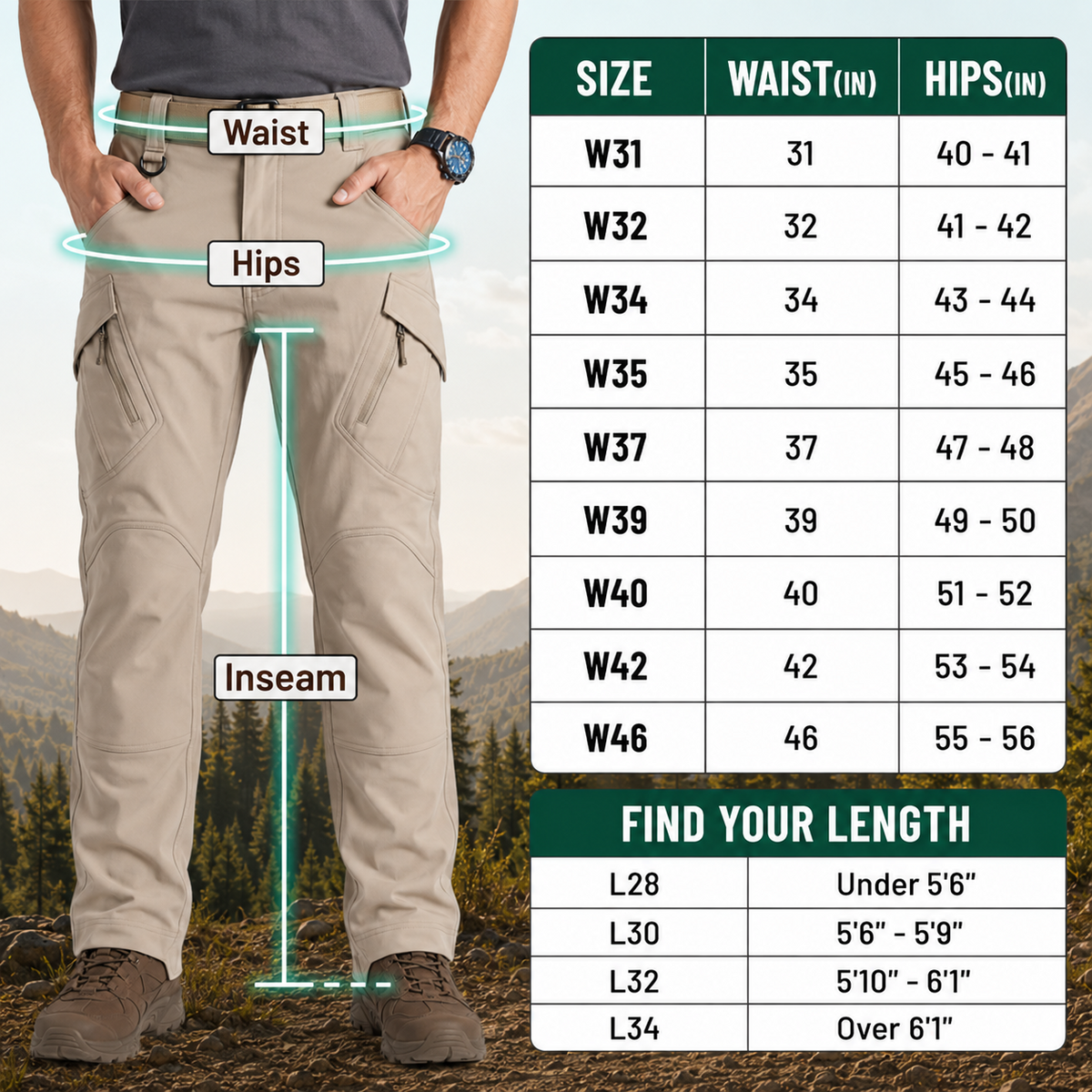 FlexCamo - Men's 9-Pocket Straight Fit Tactical Waterproof Pants