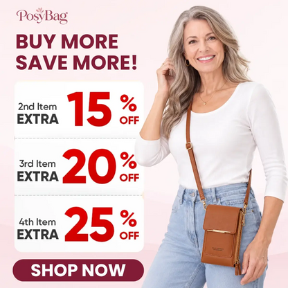 PosyBag - Touch Screen Waterproof Leather Crossbody Phone Bag for iPhone, Galaxy & Other