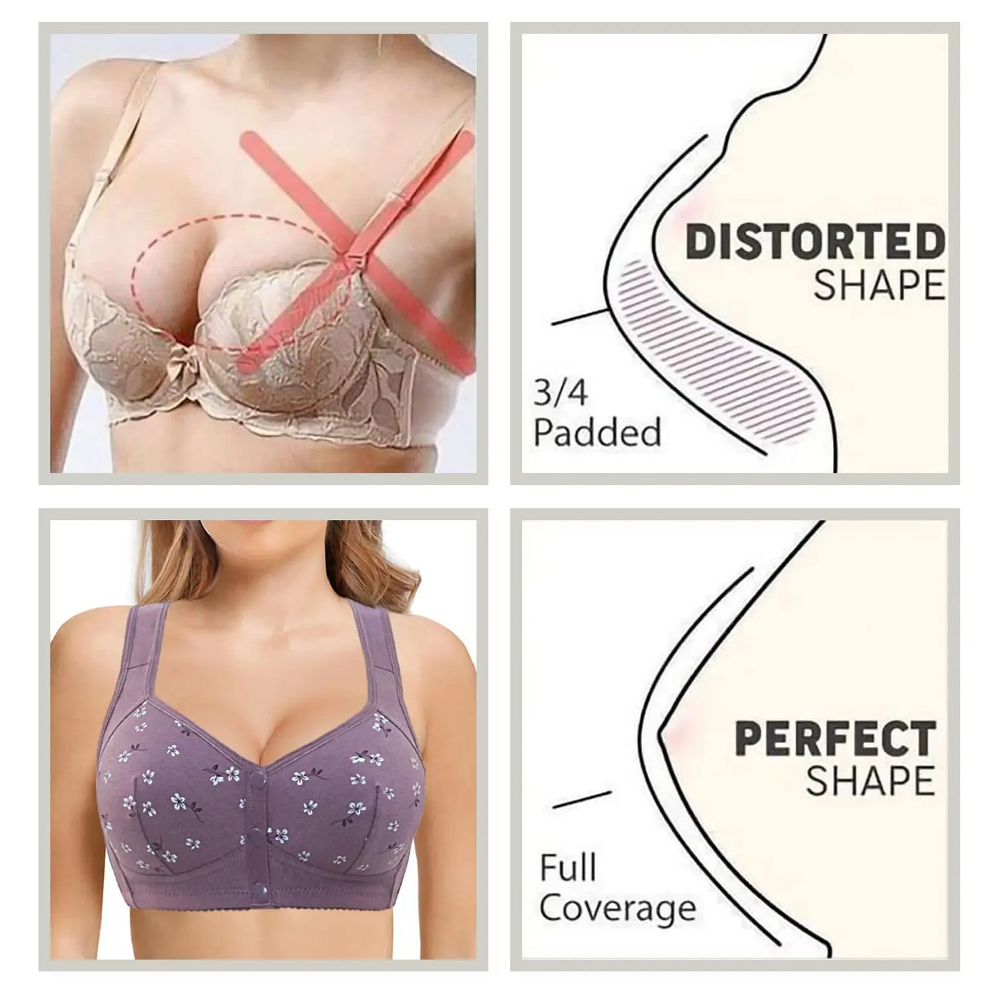 Daisy Bra - LAST DAY 80% OFF - Comfortable & Convenient Front Button Bra