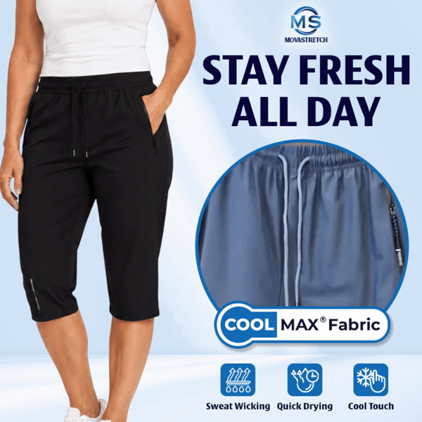 MovaStretch - Cooling Stretch Quick-Dry Capri Pants With Zipper Pockets
