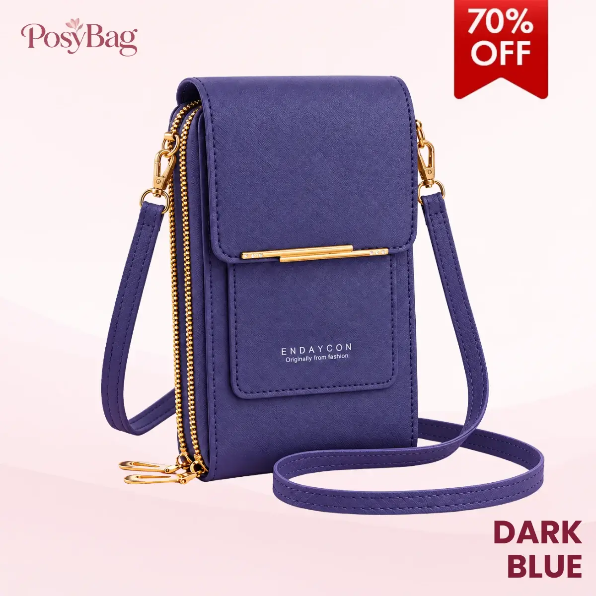 PosyBag - Touch Screen Waterproof Leather Crossbody Phone Bag for iPhone, Galaxy & Other