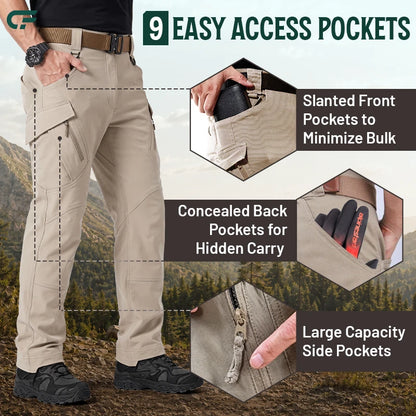 FlexCamo - Men's 9-Pocket Straight Fit Tactical Waterproof Pants