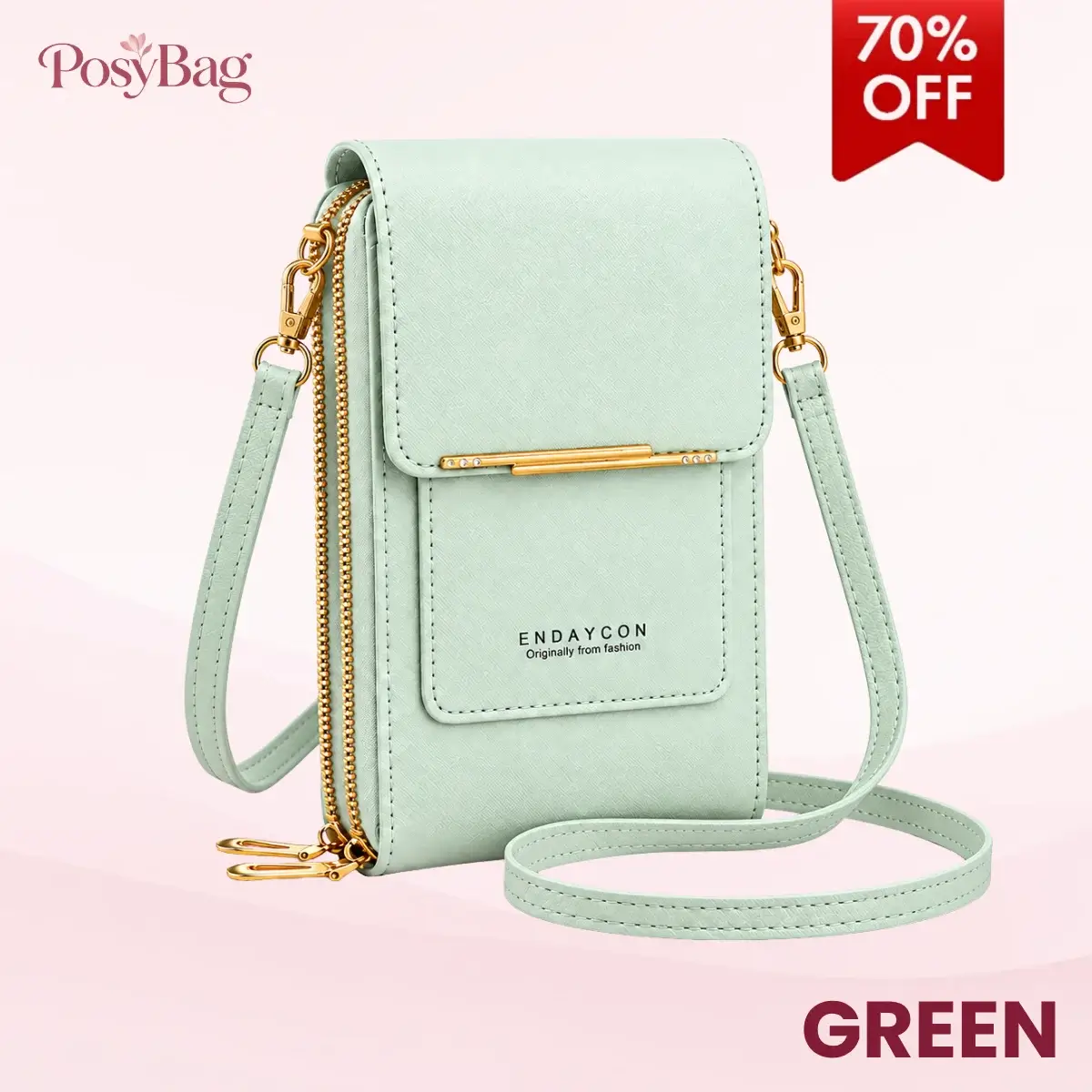 PosyBag - Touch Screen Waterproof Leather Crossbody Phone Bag for iPhone, Galaxy & Other