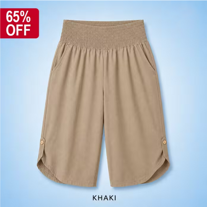 Plus-Size Smocked Waist Capri Pants