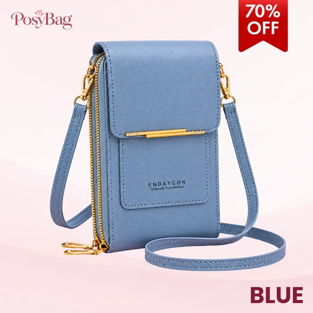 PosyBag - Touch Screen Waterproof Leather Crossbody Phone Bag for iPhone, Galaxy & Other