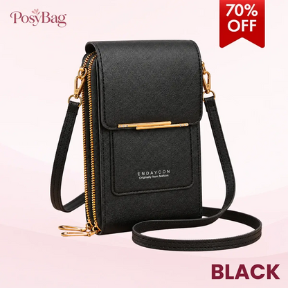 PosyBag - Touch Screen Waterproof Leather Crossbody Phone Bag for iPhone, Galaxy & Other