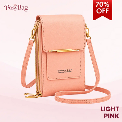 PosyBag - Touch Screen Waterproof Leather Crossbody Phone Bag for iPhone, Galaxy & Other