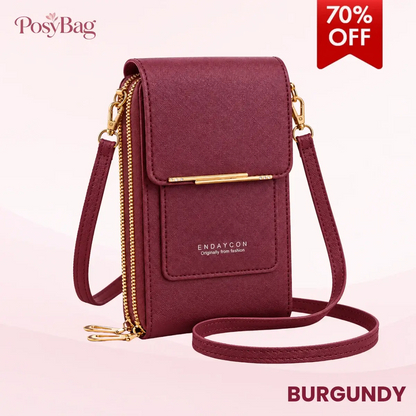 PosyBag - Touch Screen Waterproof Leather Crossbody Phone Bag for iPhone, Galaxy & Other