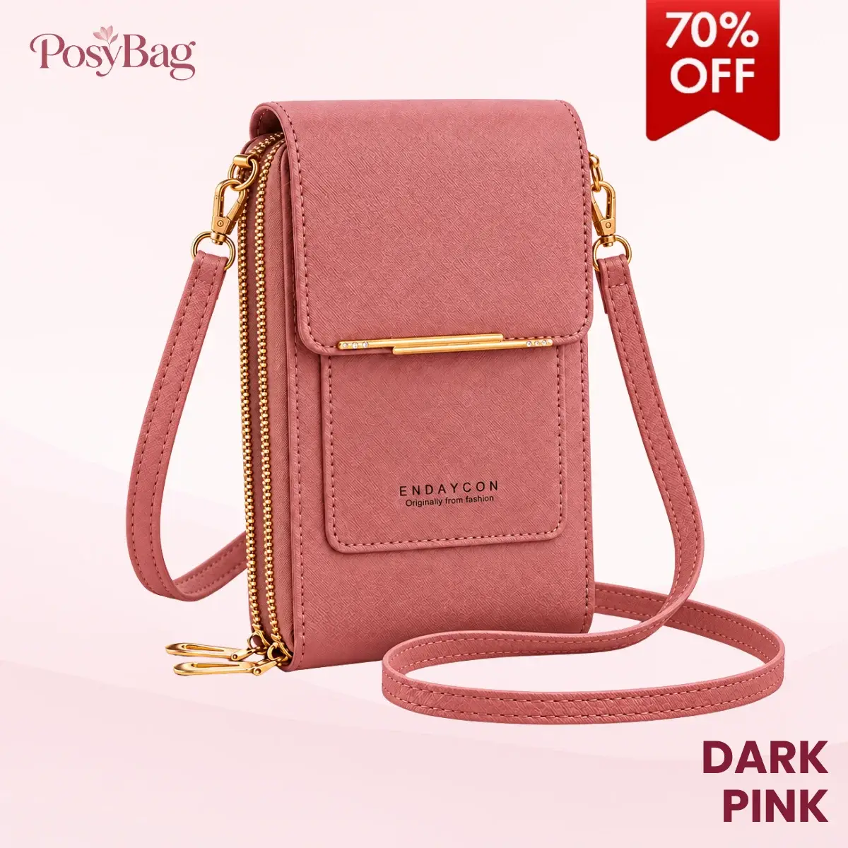 PosyBag - Touch Screen Waterproof Leather Crossbody Phone Bag for iPhone, Galaxy & Other