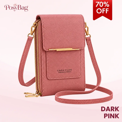 PosyBag - Touch Screen Waterproof Leather Crossbody Phone Bag for iPhone, Galaxy & Other