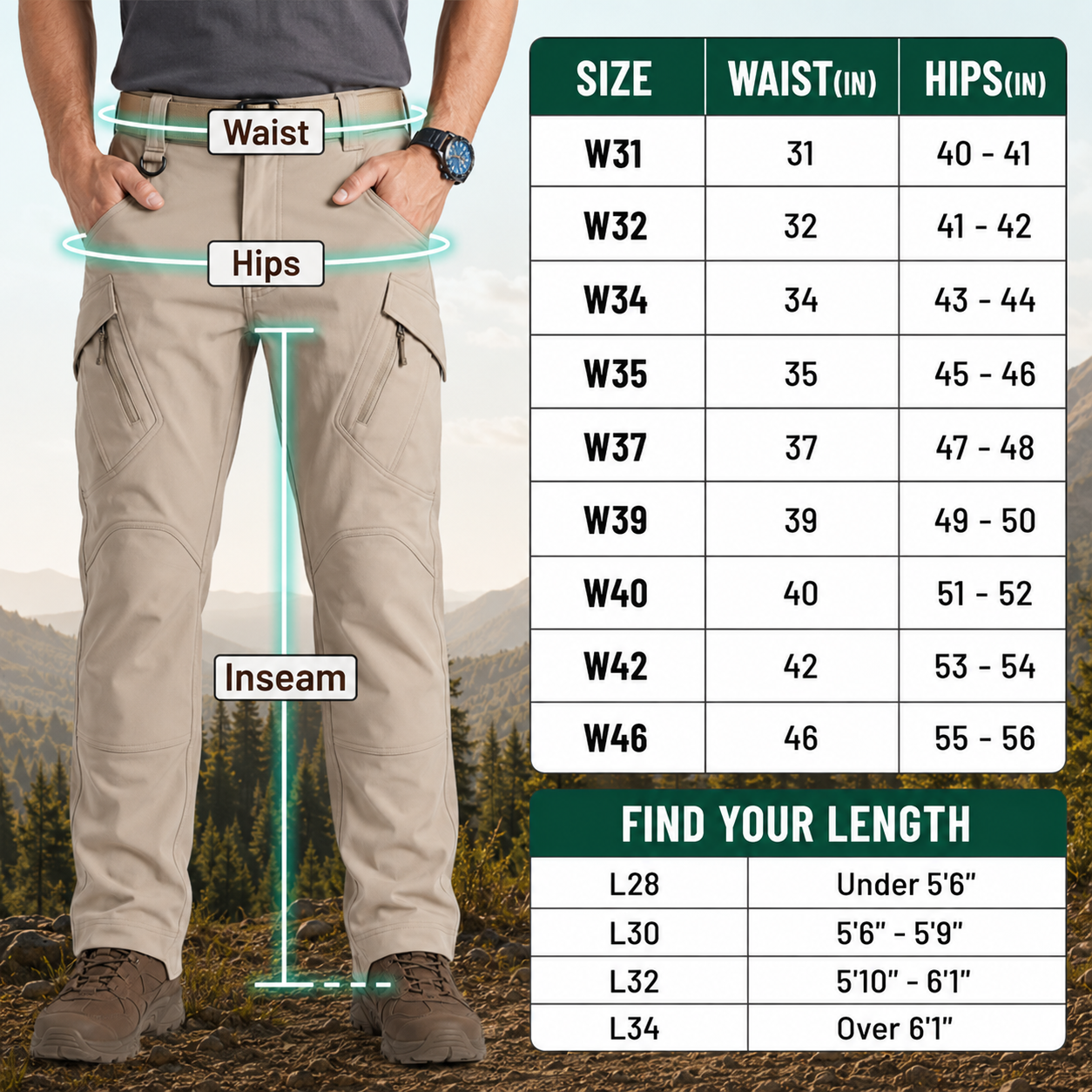 FlexCamo - Men's 9-Pocket Straight Fit Tactical Waterproof Pants