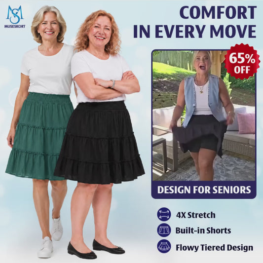 MiraSkort - High-Waisted Ruffle Skort with Hidden Shorts & Pockets