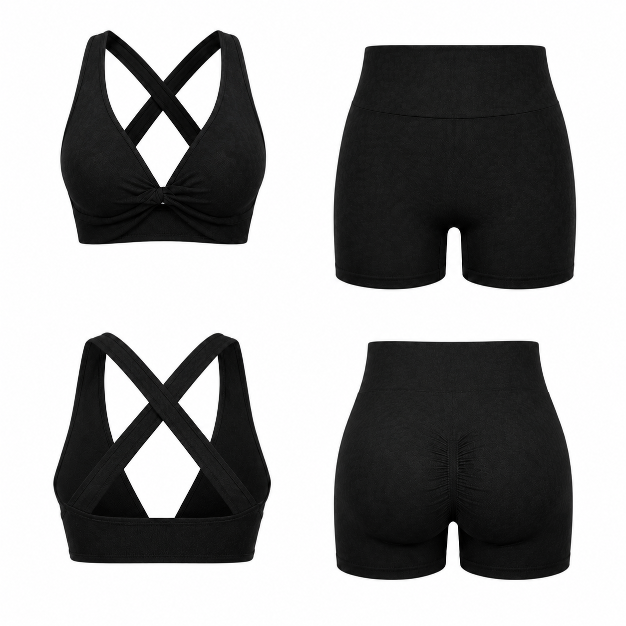 Black VYRA Sculpt Seamless Activewear Set, front and back views